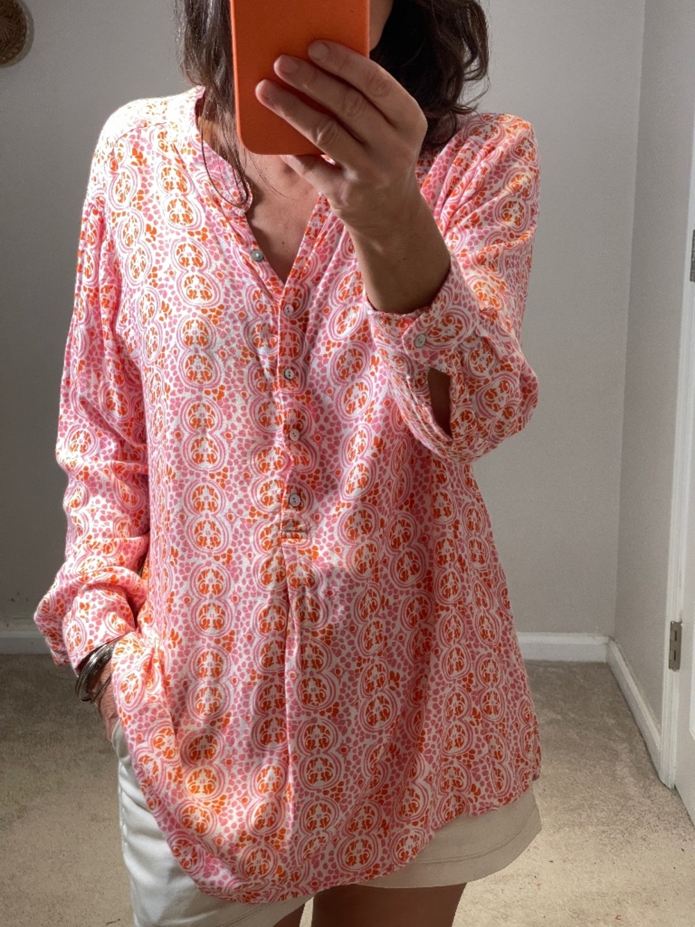 Rockflowerpaper printed white/pink tunic dress women M